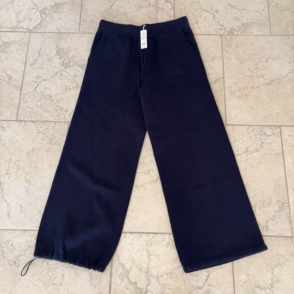 New Hudson Men's Jrue Relaxed Fit Wide Leg Knit Pants Size Large Navy Blue 8/2